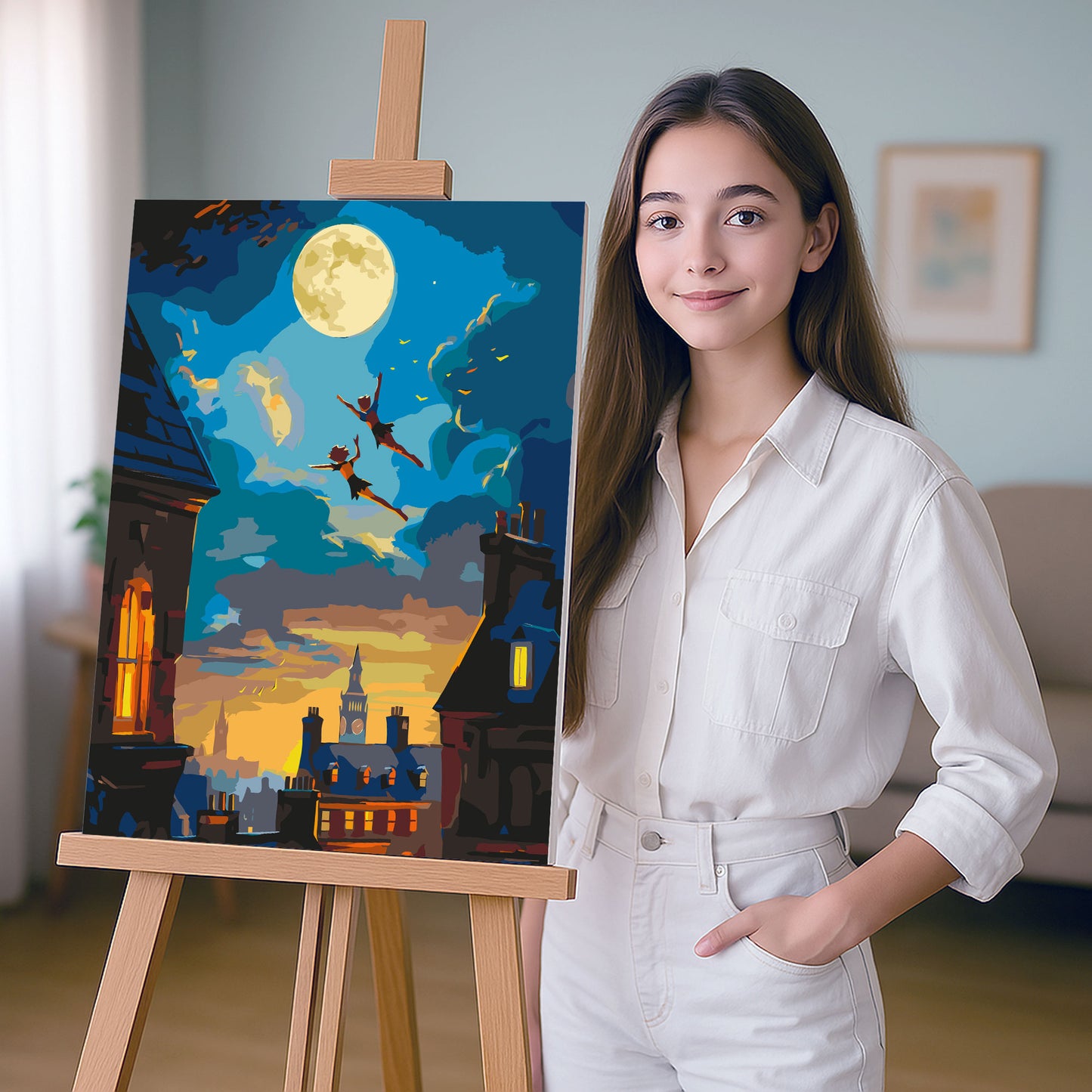 Obraz Po Numerach "Peter Pan – Nocny Lot nad Londynem" – Magiczna Przygoda dla Każdego