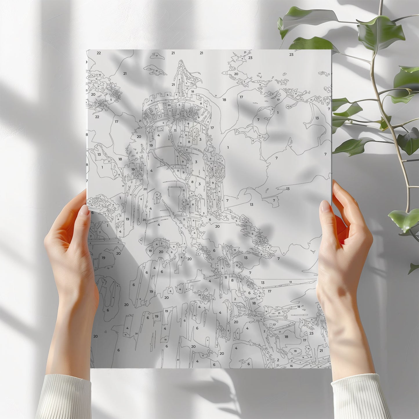 Obraz Po Numerach "Złota Wieża – Księżniczka w Zamku nad Morzem" – Magiczna Scena z Bajki