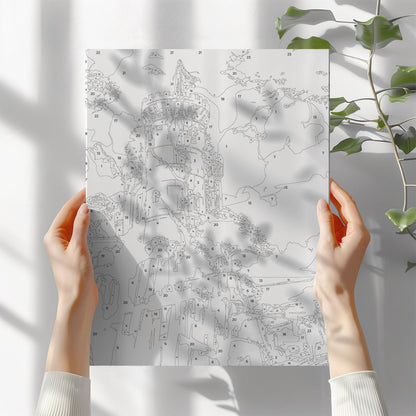 Obraz Po Numerach "Złota Wieża – Księżniczka w Zamku nad Morzem" – Magiczna Scena z Bajki