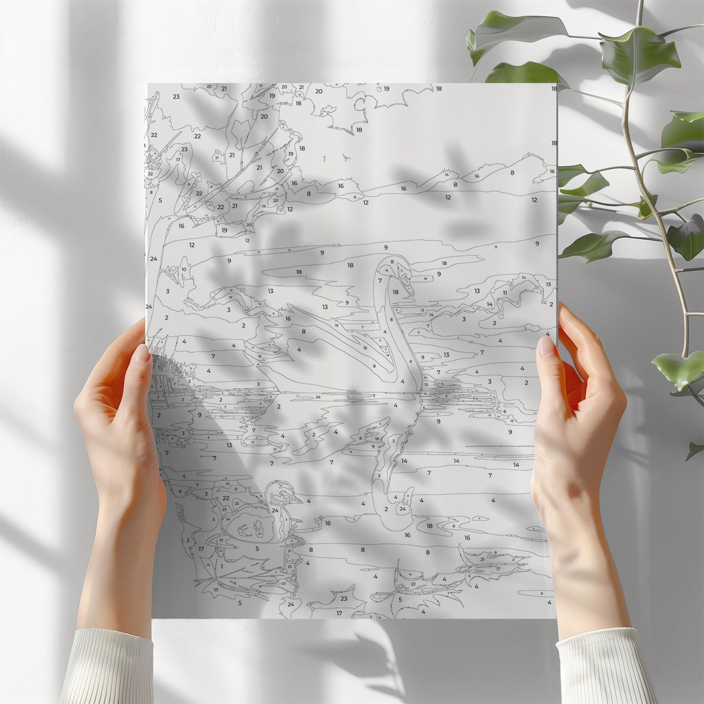 Obraz Po Numerach „Brzydkie Kaczątko” – Bajkowy Łabędź na Jeziorze