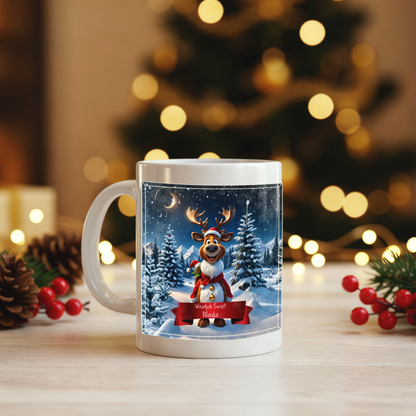 Personalizowany Kubek Świąteczny z Reniferem – Wesołych Świąt! Idealny Prezent Pod Choinkę