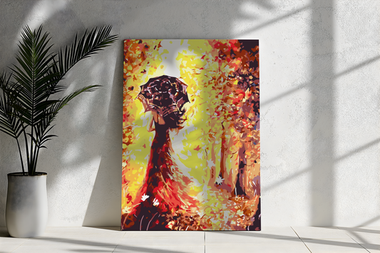 MALOWANIE PO NUMERACH - Jesienny Spacer z Parasolką