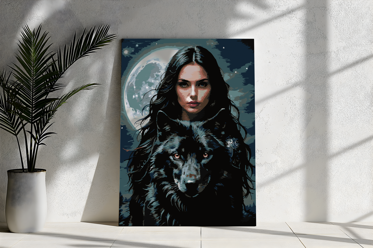 MALOWANIE PO NUMERACH Kobieta i Wilk