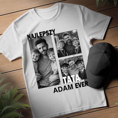 Koszulka dla taty ze zdjęciem – Najlepszy Tata Ever, personalizowany prezent na Dzień Ojca