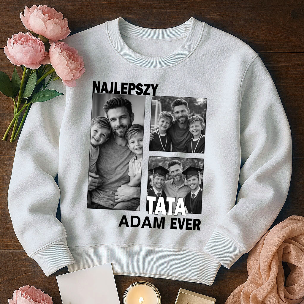 Koszulka dla taty ze zdjęciem – Najlepszy Tata Ever, personalizowany prezent na Dzień Ojca