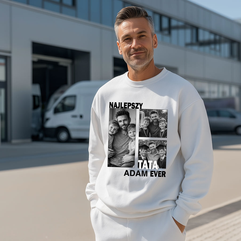 Koszulka dla taty ze zdjęciem – Najlepszy Tata Ever, personalizowany prezent na Dzień Ojca