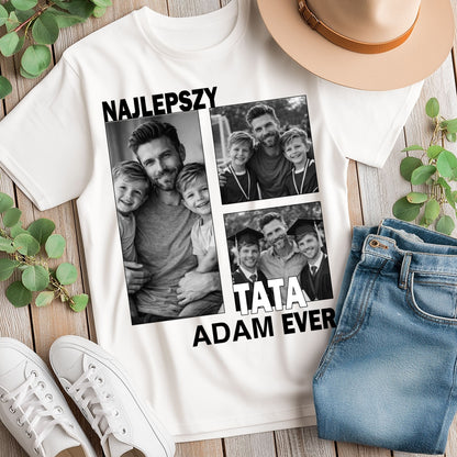 Koszulka dla taty ze zdjęciem – Najlepszy Tata Ever, personalizowany prezent na Dzień Ojca