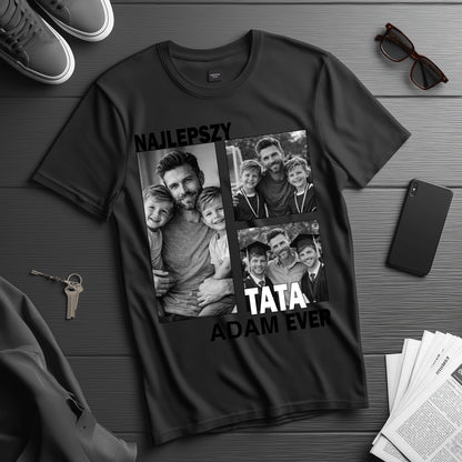 Koszulka dla taty ze zdjęciem – Najlepszy Tata Ever, personalizowany prezent na Dzień Ojca