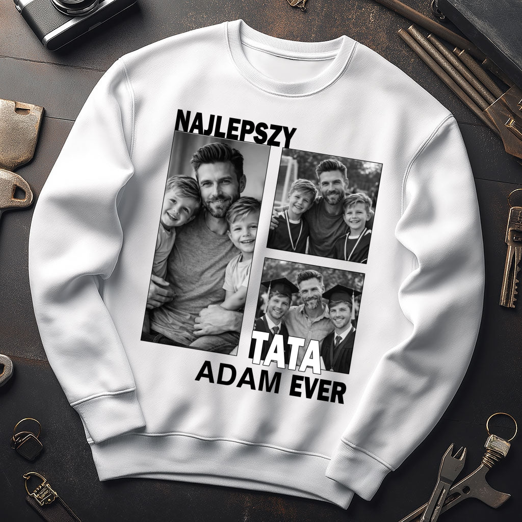 Koszulka dla taty ze zdjęciem – Najlepszy Tata Ever, personalizowany prezent na Dzień Ojca