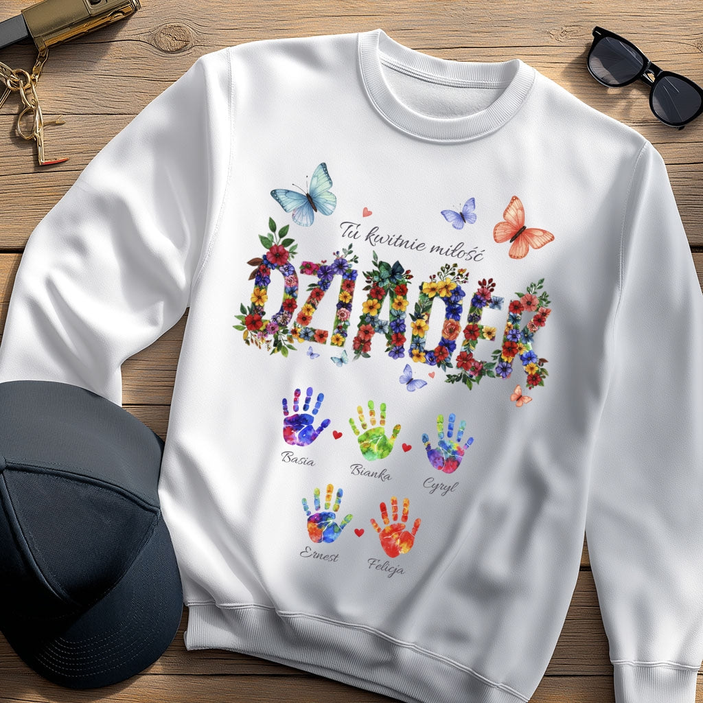 Dziadek - Tu kwitnie miłość, Personalizowany prezent z imionami wnuków
