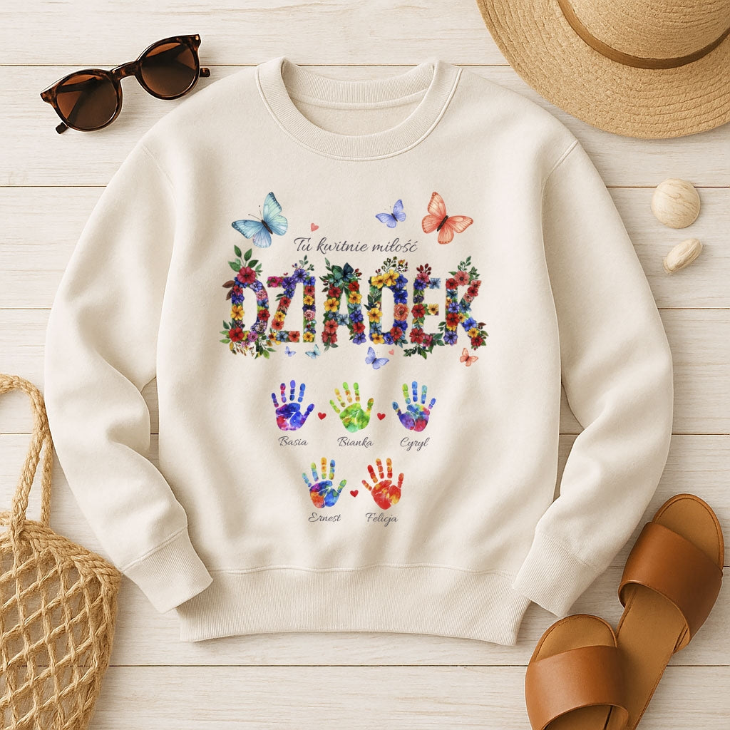 Dziadek - Tu kwitnie miłość, Personalizowany prezent z imionami wnuków