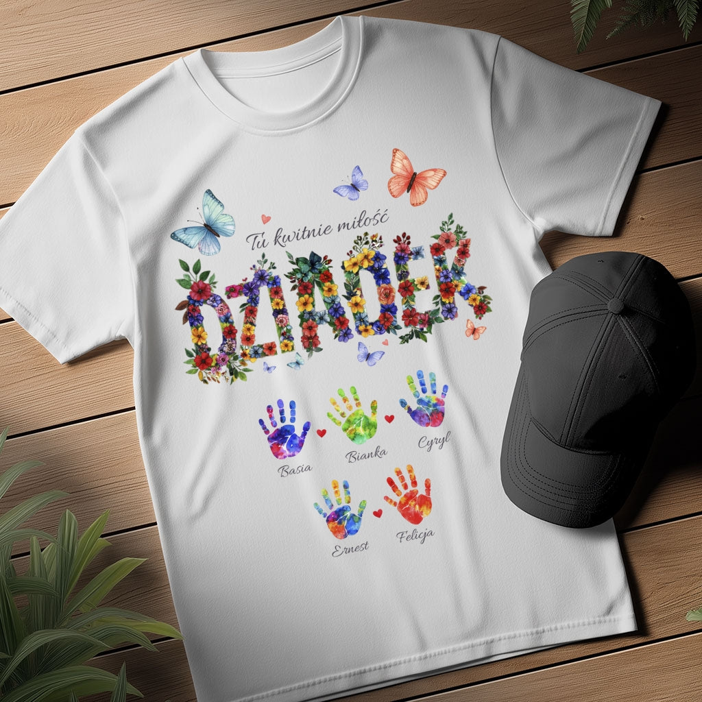 Dziadek - Tu kwitnie miłość, Personalizowany prezent z imionami wnuków
