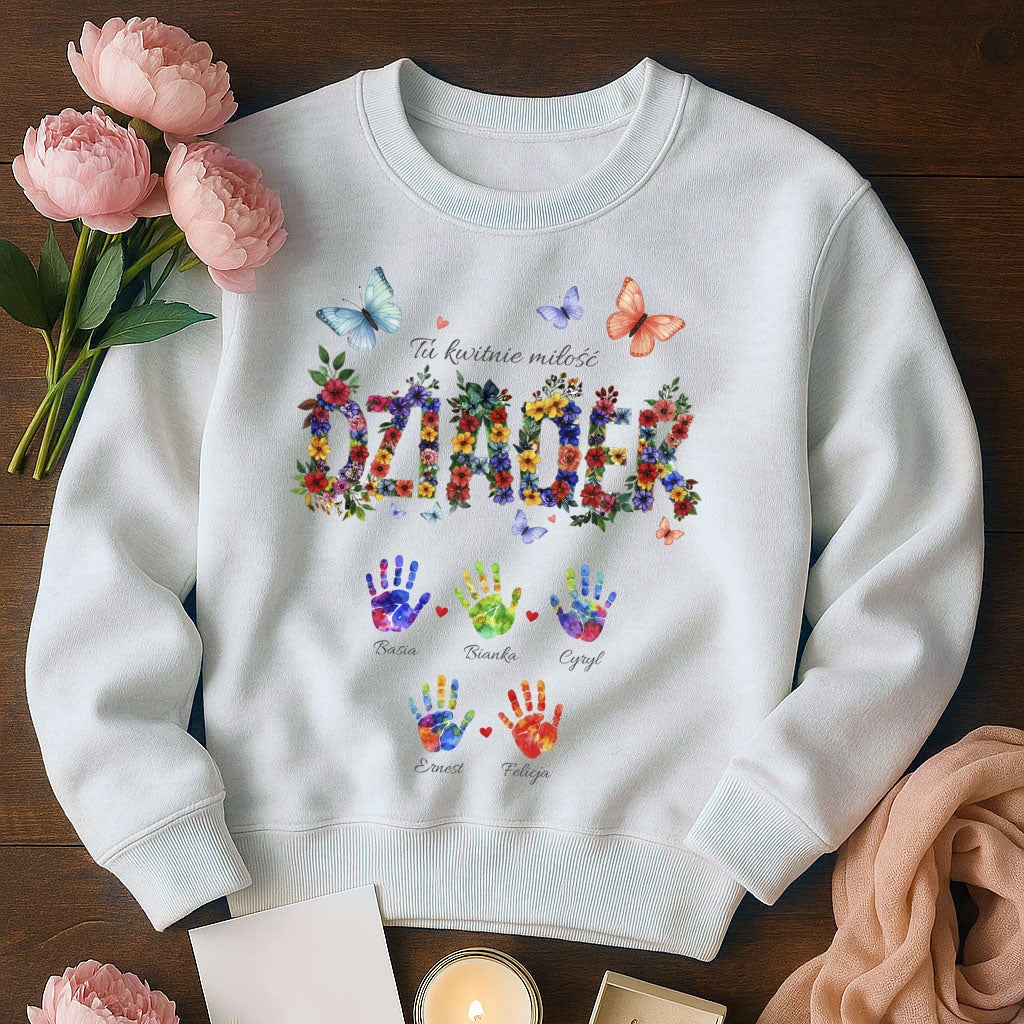 Dziadek - Tu kwitnie miłość, Personalizowany prezent z imionami wnuków