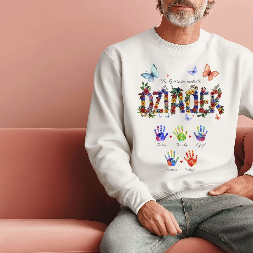 Dziadek - Tu kwitnie miłość, Personalizowany prezent z imionami wnuków