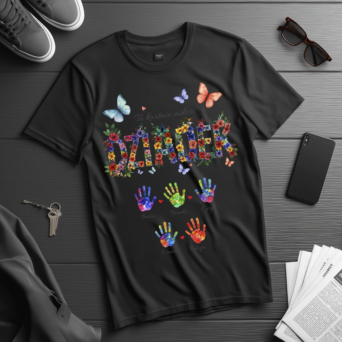 Dziadek - Tu kwitnie miłość, Personalizowany prezent z imionami wnuków