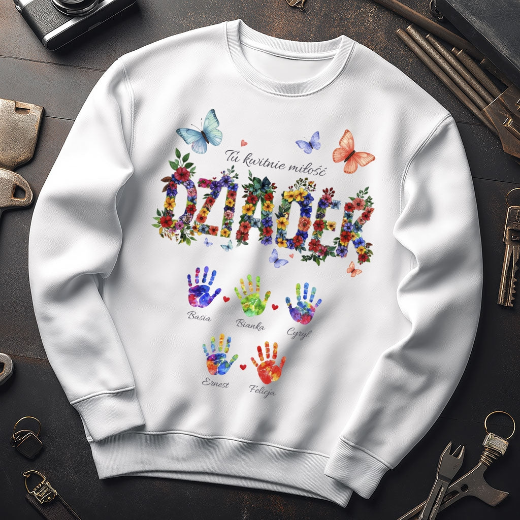 Dziadek - Tu kwitnie miłość, Personalizowany prezent z imionami wnuków