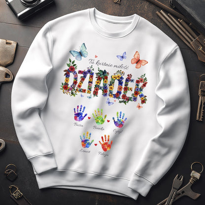 Dziadek - Tu kwitnie miłość, Personalizowany prezent z imionami wnuków