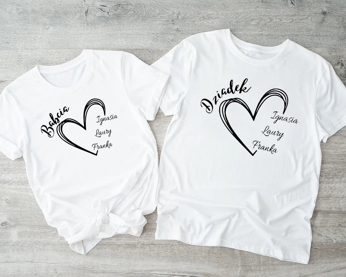 Serce dla Babci i Dziadka z imionami wnuków