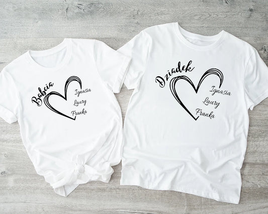 Serce dla Babci i Dziadka z imionami wnuków