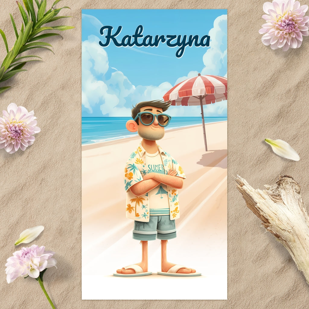 Ręcznik Plażowy z Imieniem i Postacią – Personalizowany Prezent