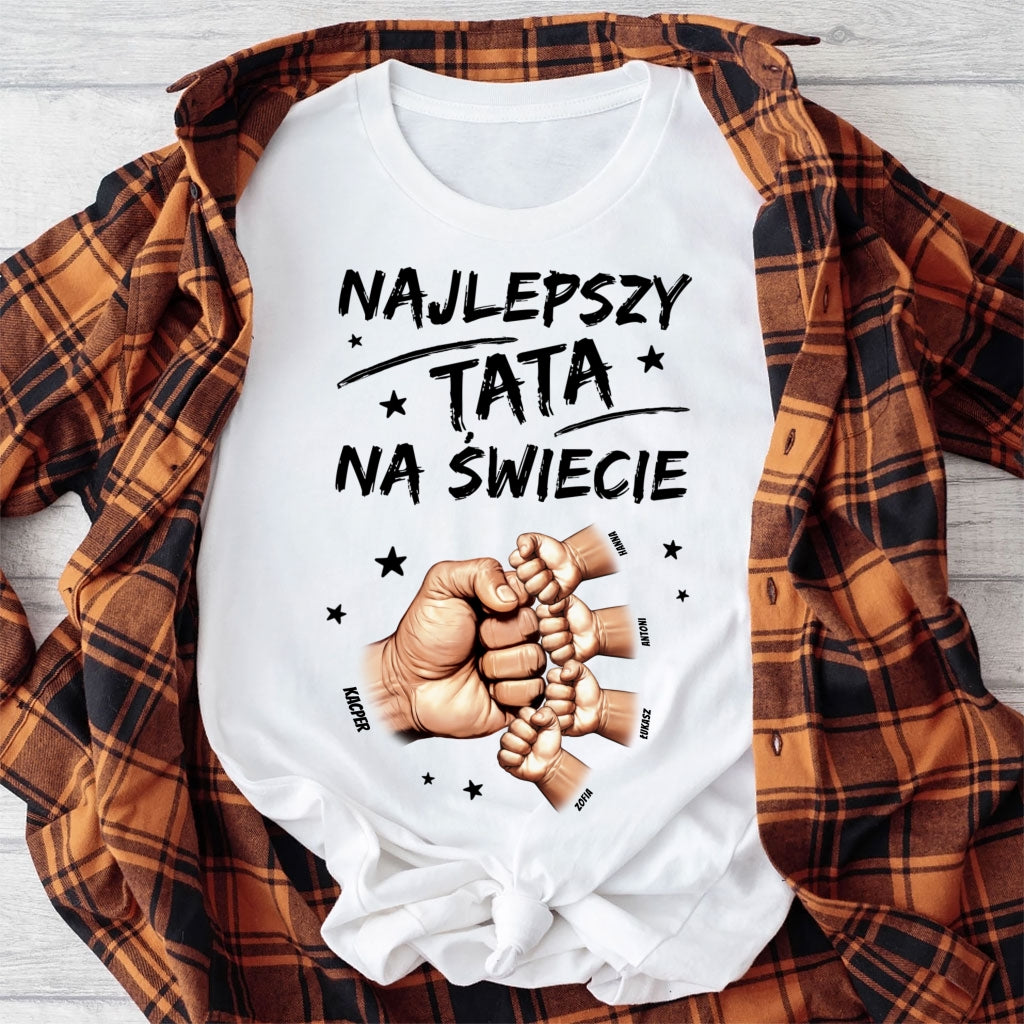Koszulka Najlepszy Tata na Świecie – Personalizowana z Imieniem i Liczbą Dzieci