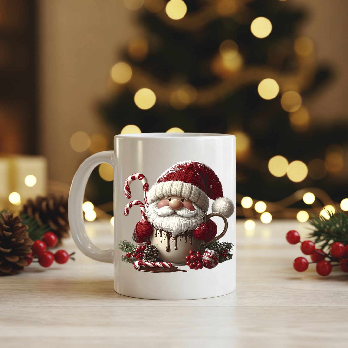 Personalizowany Kubek Świąteczny z Gnomem – Dedykacja, Imię, Magiczny Prezent na Zimę