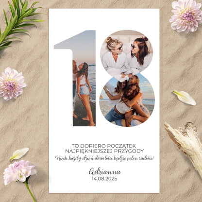 Personalizowany ręcznik – Prezent na 18. urodziny ze zdjęciami i imieniem