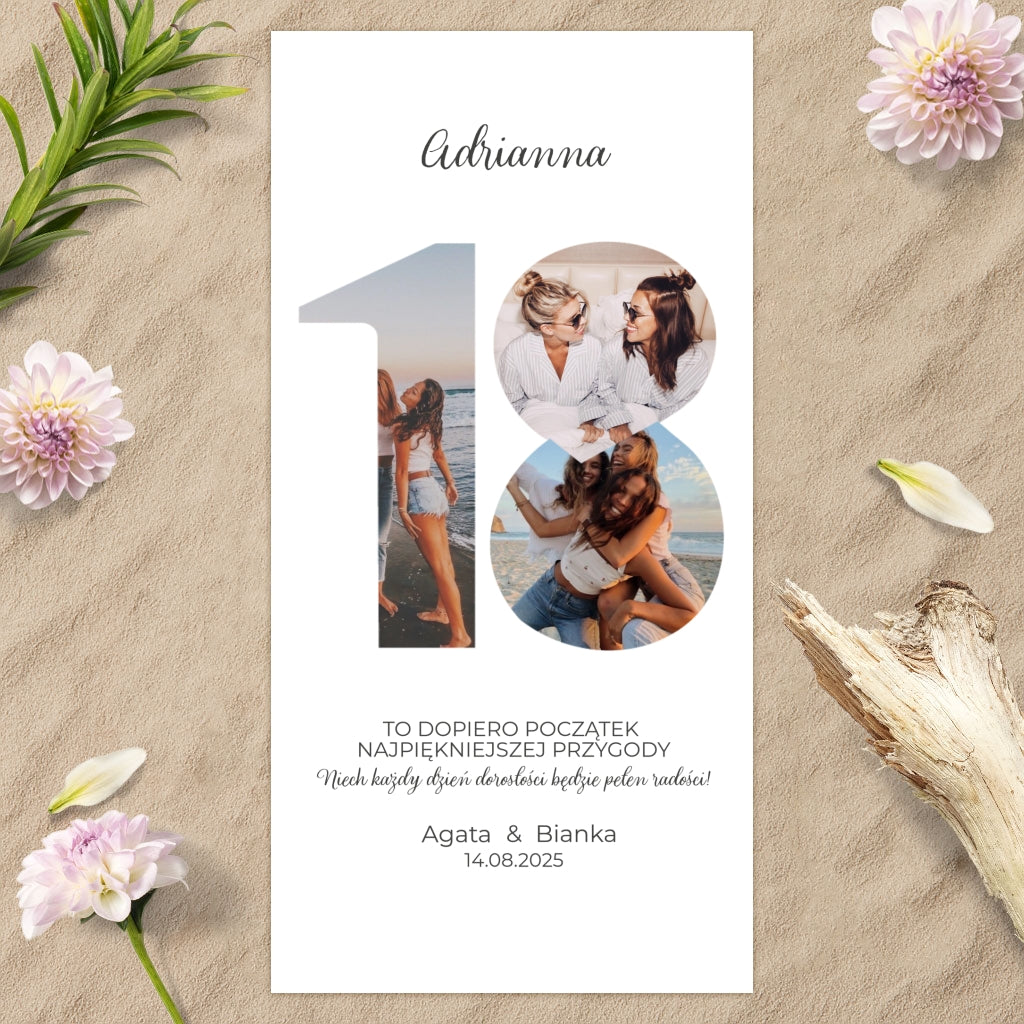 Personalizowany ręcznik – Prezent na 18. urodziny ze zdjęciami i imieniem