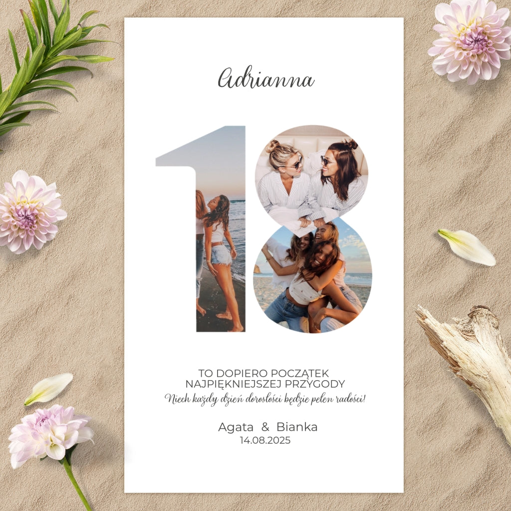 Personalizowany ręcznik – Prezent na 18. urodziny ze zdjęciami i imieniem