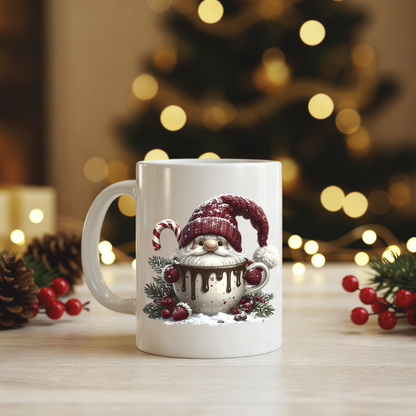 Personalizowany Kubek Świąteczny z Gnomem – Dedykacja, Imię, Magiczny Prezent na Zimę