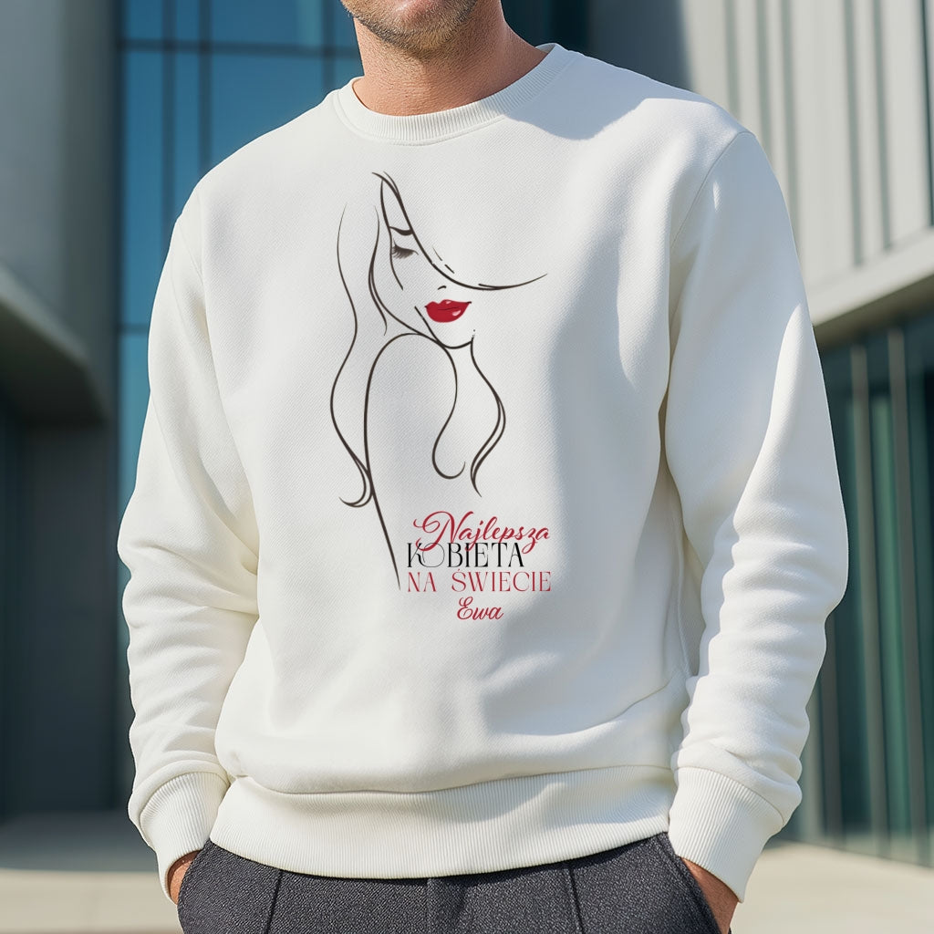 Personalizowana bluza „Najlepsza Kobieta na świecie” z imieniem – koszulka  dla niej – elegancki prezent dla kobiety