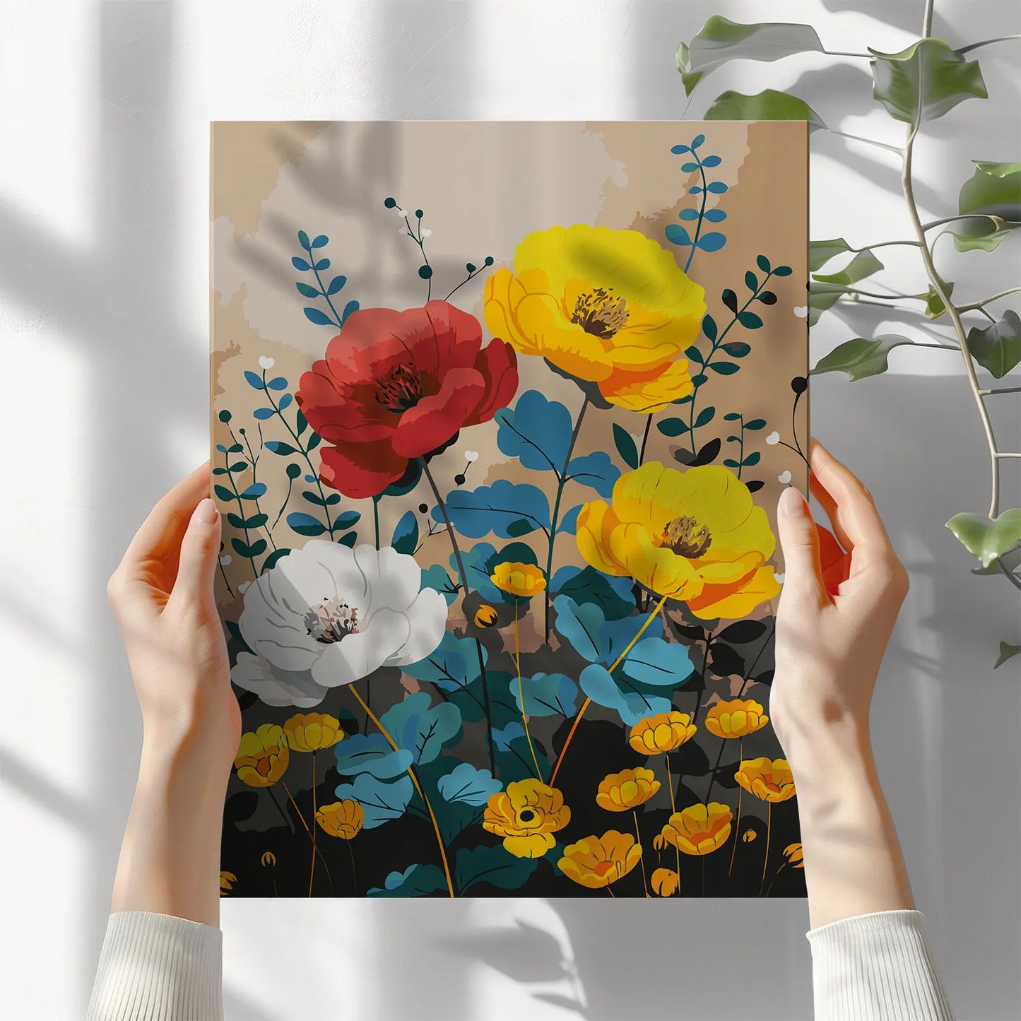 Obraz Po Numerach "Kolorowe Kwiaty" – Malowanie po Numerach, Zestaw Artystyczny dla Miłośników Natury