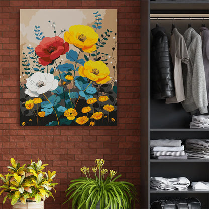 Obraz Po Numerach "Kolorowe Kwiaty" – Malowanie po Numerach, Zestaw Artystyczny dla Miłośników Natury