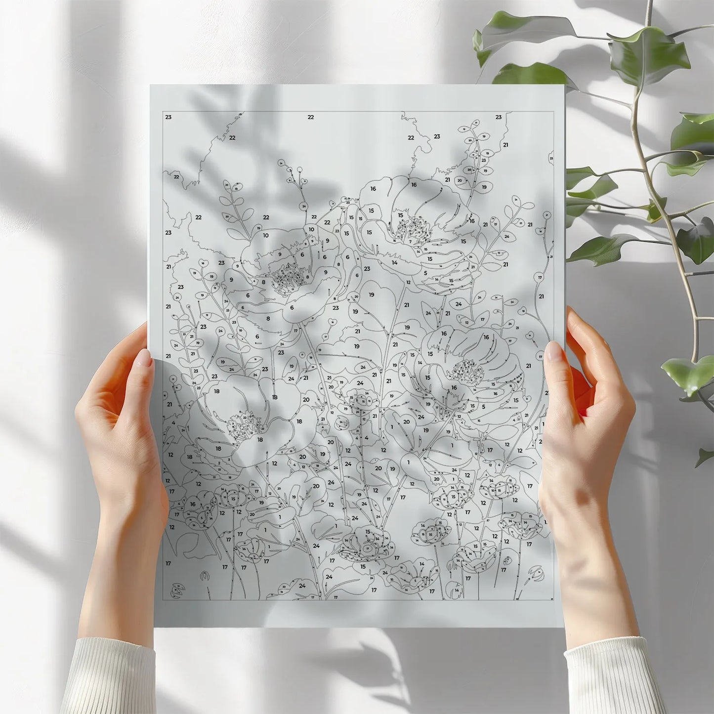 Obraz Po Numerach "Kolorowe Kwiaty" – Malowanie po Numerach, Zestaw Artystyczny dla Miłośników Natury