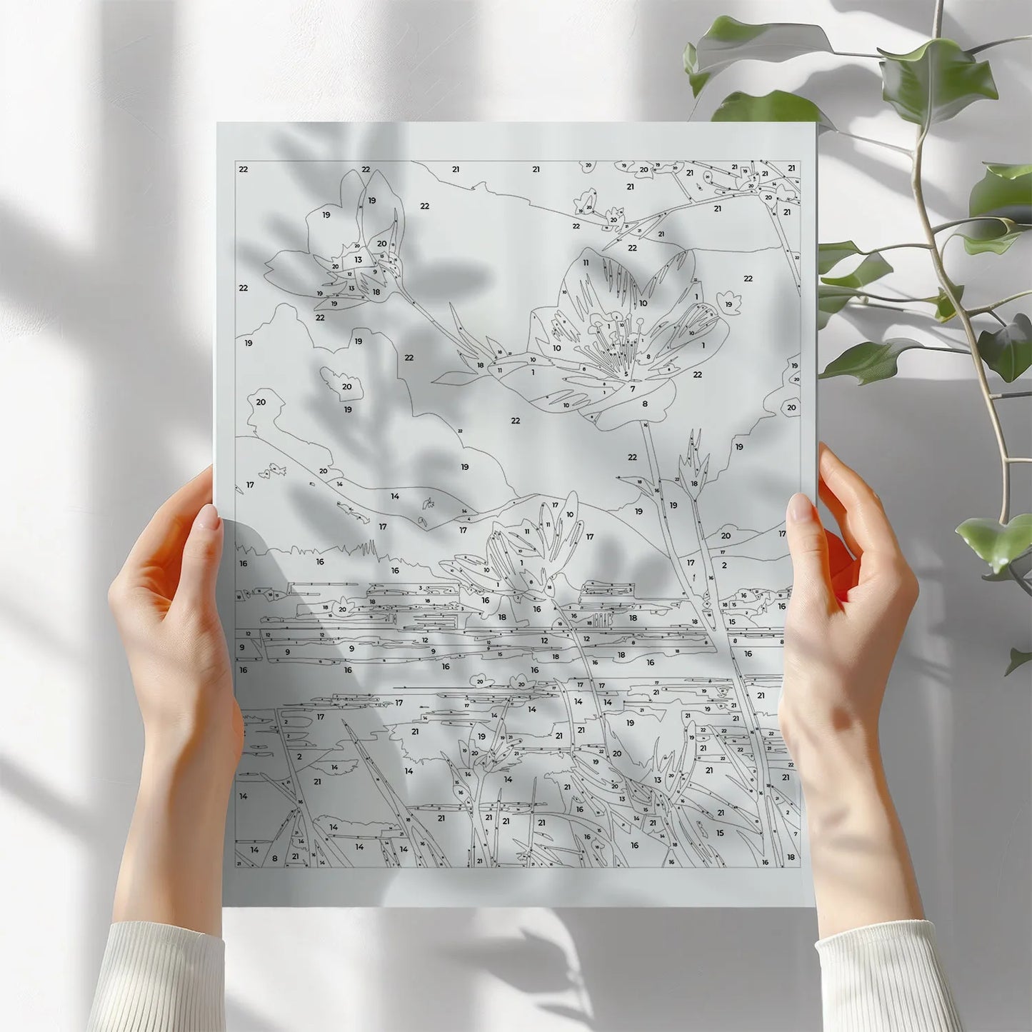 Obraz Po Numerach "Kwiaty nad Jeziorem" – Malowanie po Numerach, Zestaw Artystyczny, Relaks i Natura