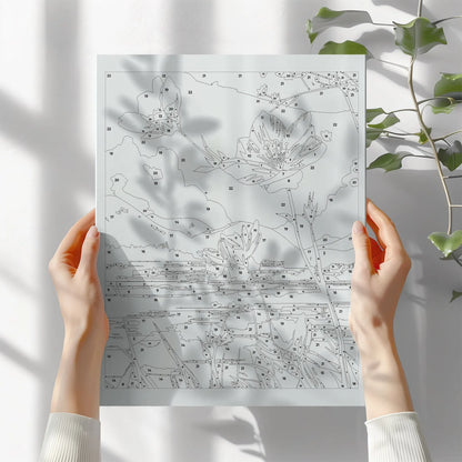 Obraz Po Numerach "Kwiaty nad Jeziorem" – Malowanie po Numerach, Zestaw Artystyczny, Relaks i Natura