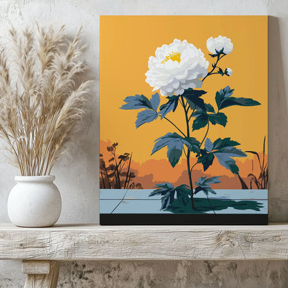 Obraz Po Numerach "Biała Piwonia" – Malowanie po Numerach, Zestaw Artystyczny, Relaks i Sztuka