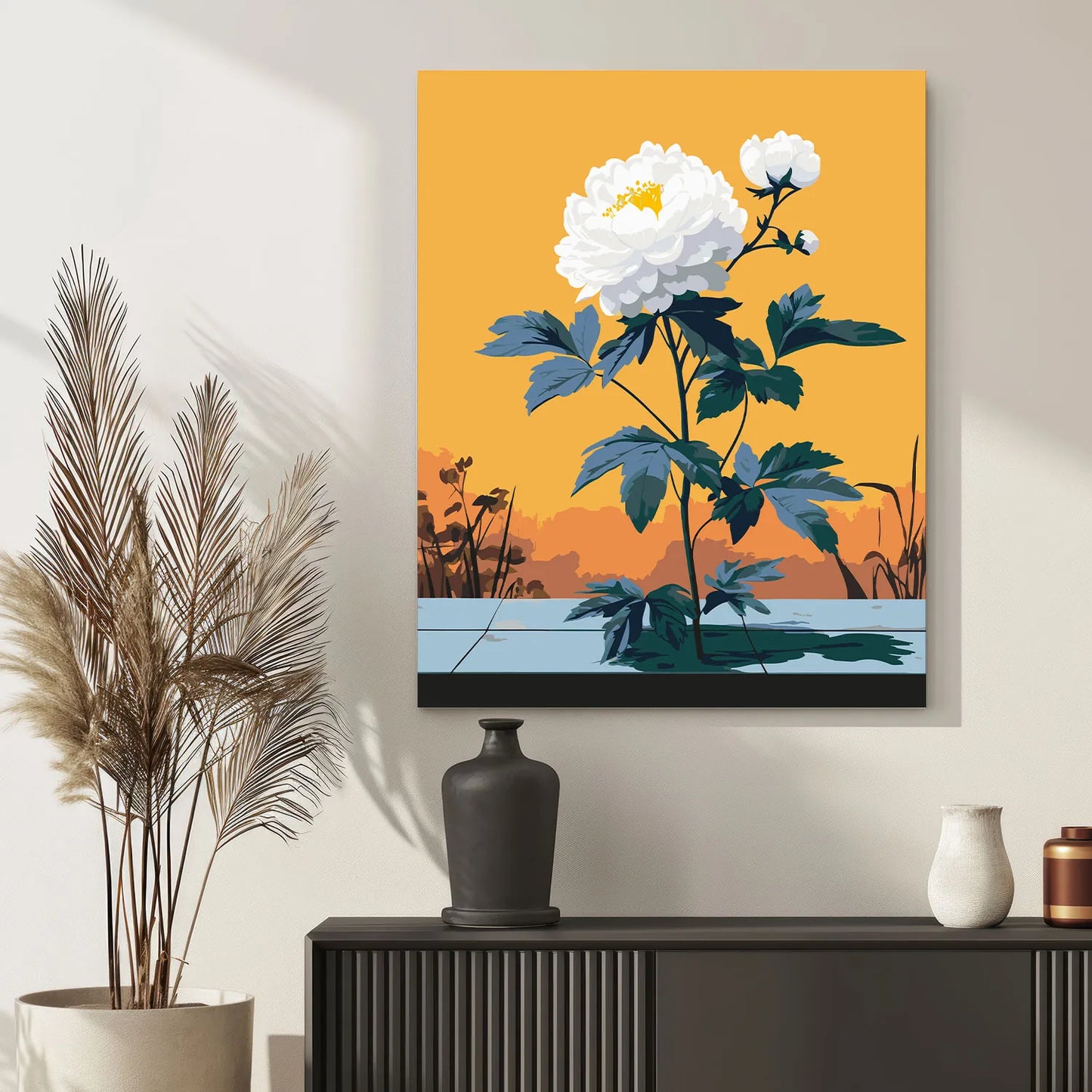 Obraz Po Numerach "Biała Piwonia" – Malowanie po Numerach, Zestaw Artystyczny, Relaks i Sztuka