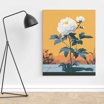 Obraz Po Numerach "Biała Piwonia" – Malowanie po Numerach, Zestaw Artystyczny, Relaks i Sztuka