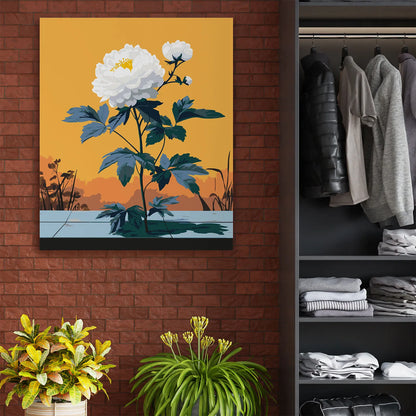 Obraz Po Numerach "Biała Piwonia" – Malowanie po Numerach, Zestaw Artystyczny, Relaks i Sztuka