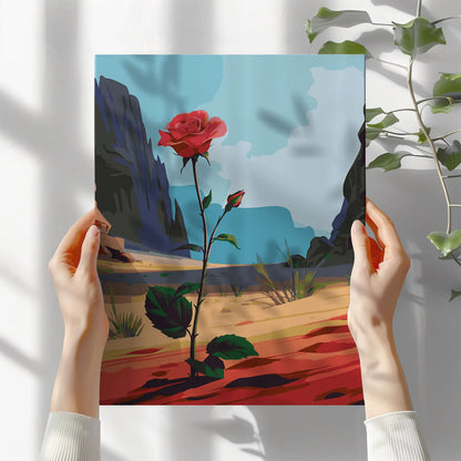 Obraz Po Numerach "Róża na Pustyni" – Malowanie po Numerach, Zestaw Artystyczny, Natura i Symbolika
