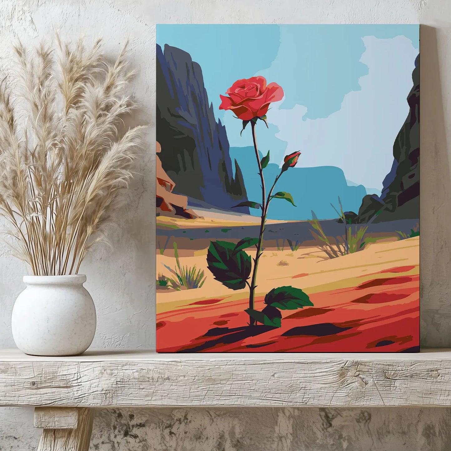 Obraz Po Numerach "Róża na Pustyni" – Malowanie po Numerach, Zestaw Artystyczny, Natura i Symbolika