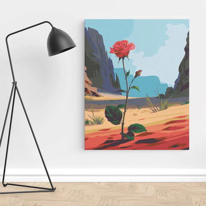 Obraz Po Numerach "Róża na Pustyni" – Malowanie po Numerach, Zestaw Artystyczny, Natura i Symbolika