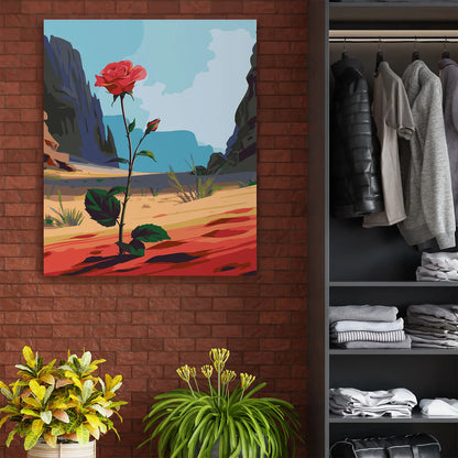 Obraz Po Numerach "Róża na Pustyni" – Malowanie po Numerach, Zestaw Artystyczny, Natura i Symbolika