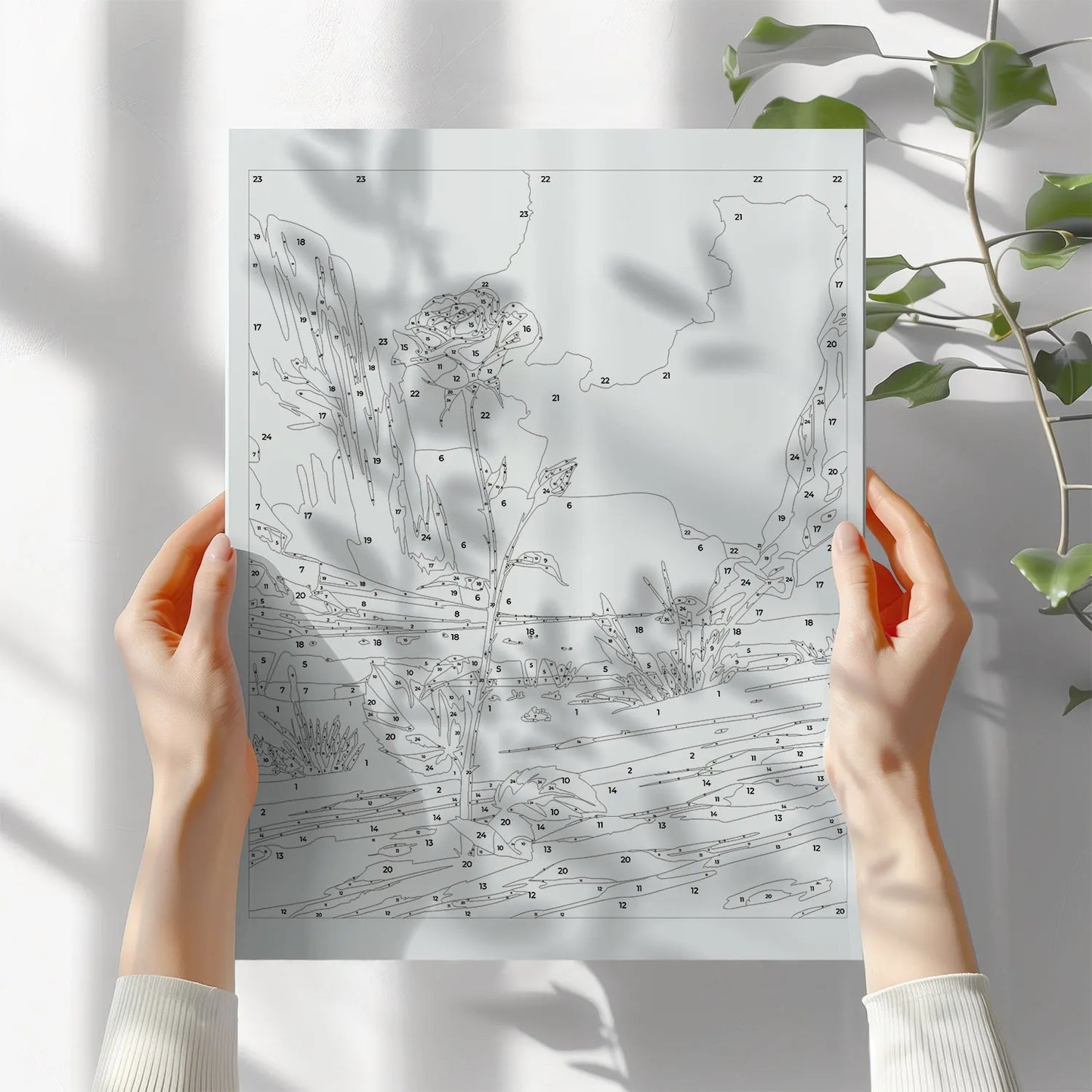 Obraz Po Numerach "Róża na Pustyni" – Malowanie po Numerach, Zestaw Artystyczny, Natura i Symbolika