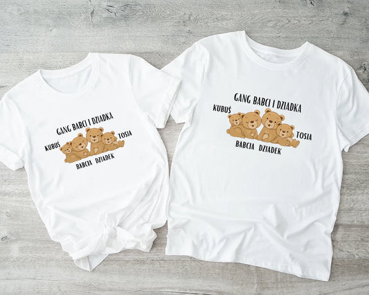 Gang Babci i Dziadka misie / zestaw koszulek z imionami wnuków