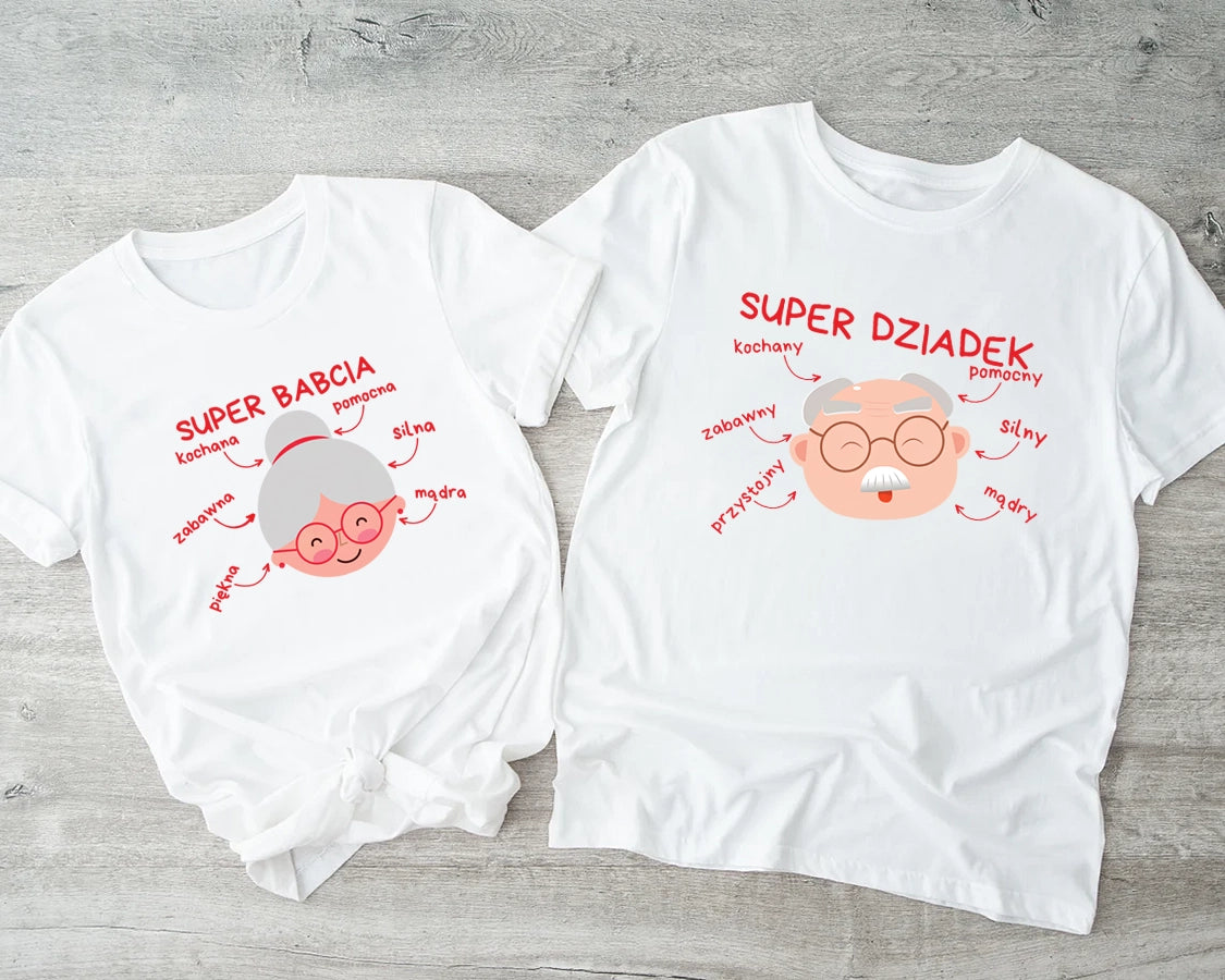 Super Babcia i Dziadek zestaw koszulek dla Dziadków