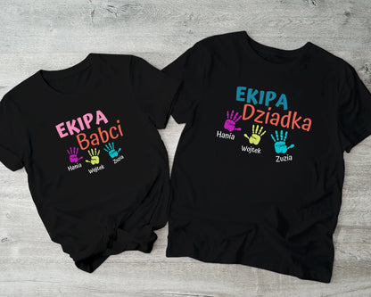 Ekipa Babci i Dziadka / zestaw koszulek z imionami wnuków