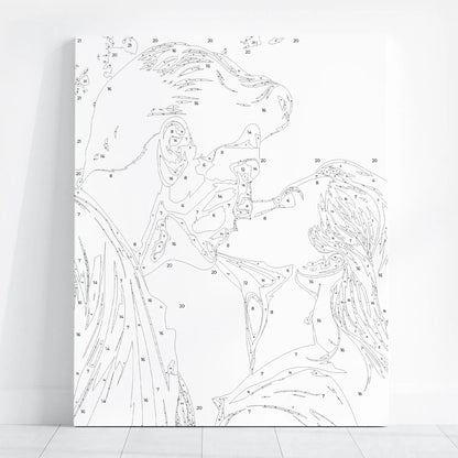 Obraz Po Numerach "Romantyczny Pocałunek" – Malowanie po Numerach, Miłość i Sztuka