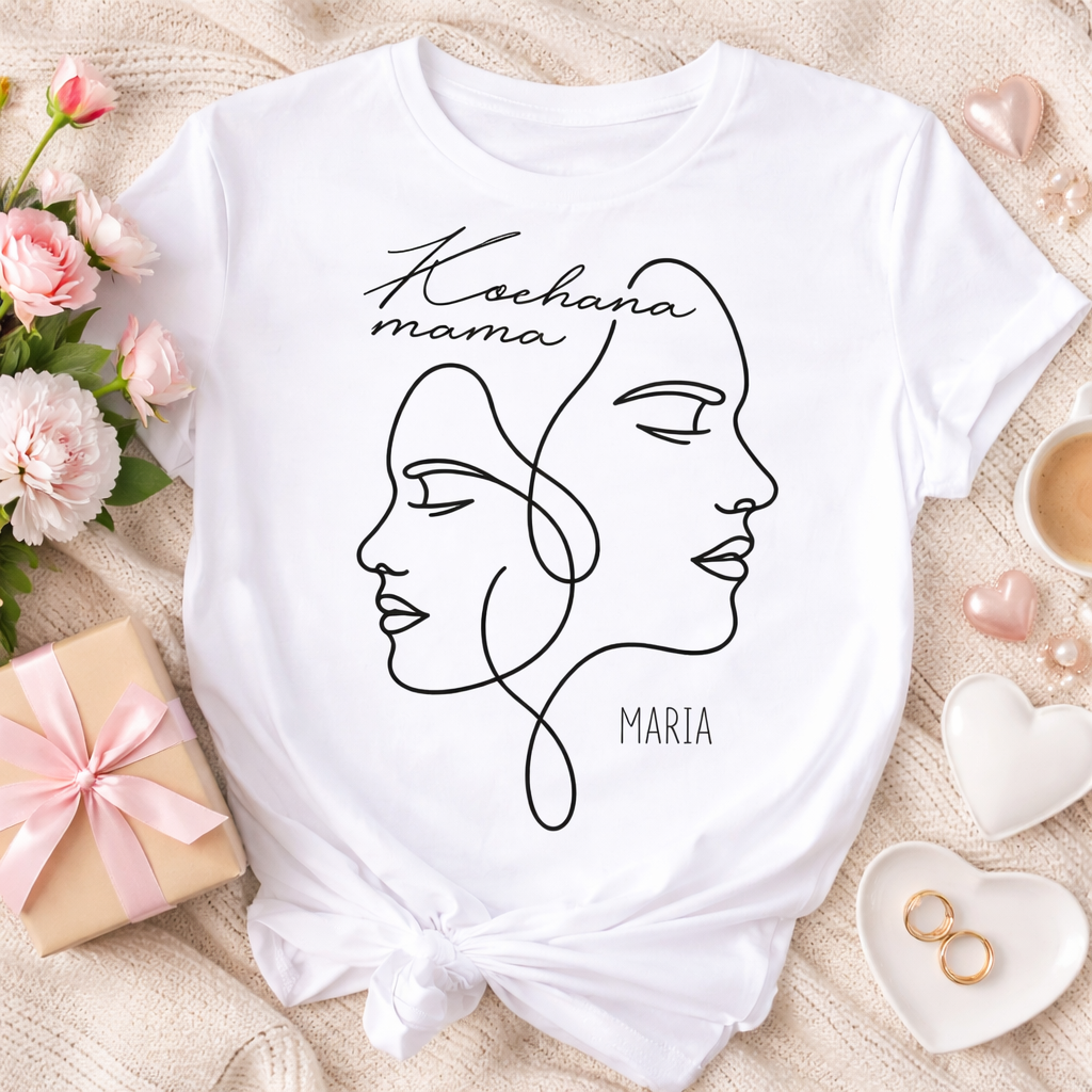 Koszulka „Kochana Mama” z imieniem – personalizowana koszulka dla mamy – prezent na Dzień Matki